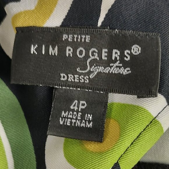 Kim Rogers Signature Petite Green White Black, Tan, Patterned Midi Dress Size 4P - Picture 9 of 11